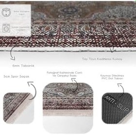 Resim RealHomes Kahverengi Zeminde Kilim Motifli Uşak Desenli Etnik Motifler Avangarde Salon Saçaklı Halı HaliDik-Deluxe-11522, 80 x 400 