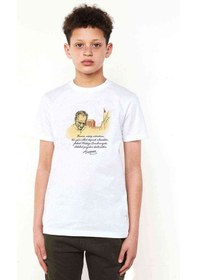 Resim Tshirthane Ataturk Baskılı Unisex Çocuk Beyaz T-Shirt 