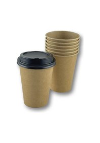 Resim 14 Oz Kahverengi Kraft Kapaklı Baskısız Karton Sıcak Kahve Bardağı 300 Adet 300 
