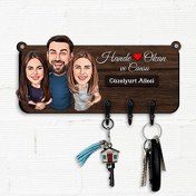 Resim Güzel Kızımız ve Biz Karikatürlü Anahtar Askısı 