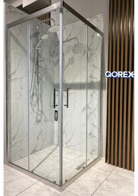 Resim Ustaduş - Qorex Marka - 6 Mm Şeffaf Temper Cam Duşakabin H:190 Özel Seri Krom Aksesuar. Diğer 