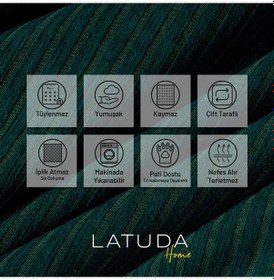 Resim Mikrofiber Şönil Fitilli Minimalist Tekl Koltuk Örtüsü - 110x175 Cm,2 Adet Çift Taraflı, Kaymaz, Terletmez Zümrüt Zümrüt 