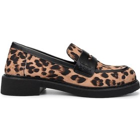 Resim Tamer Tanca Kadın Vegan Leopar/siyah Loafer Ayakkabı 817 1001 Bn Ayk Sk24-25 Leopar/syh Cılt Leopar - Siyah 