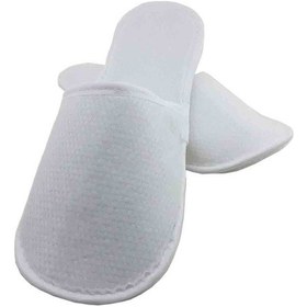 Resim 100 Çift Petek Dokulu Tek Katlı Havlu Beyaz Otel Terliği Tek Kullanımlık Kullan At Beyaz 