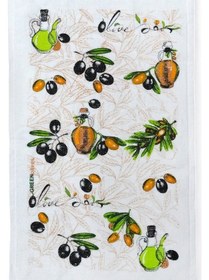 Resim 2li Paket Baskılı Beyaz Mutfak Havlusu Modeli Zeytin 