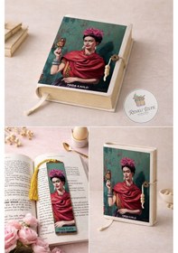 Resim Kitap Kılıfı Ve Metal Kitap Ayracı Seti Frida Kahlo Kelebekler 