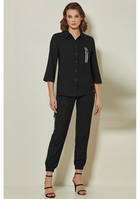 Resim Truvakar Kol Siyah Dokuma Gömlek Siyah 