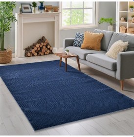 Resim Latte Lacivert Yumuşak Peluş Dokuma Halı Yolluk Çocuk Odası Oturma Odası Salon Mutfak Halısı Y499a Wd26 