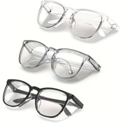 Resim 3 adet şeffaf gözlük, renkli gözlükler, erkek ve kadınlar için günlük kullanım amaçlı tasarlanmış, şık gözlük 