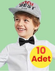 Resim Tezzgelsin Erkek Çocuk Saten Papyon 10 Adet Siyah 