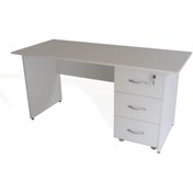 Resim Genel Markalar Nil Çekmeceli Sehpalı Çalışma Ofis Masası Beyaz (MASA SEHPA KESON 3 ÇEKMECELİ) 
