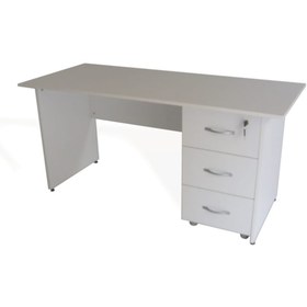 Resim Genel Markalar Nil Çekmeceli Sehpalı Çalışma Ofis Masası Beyaz (MASA SEHPA KESON 3 ÇEKMECELİ) 