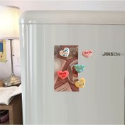 Resim 5 adet Renkli Kalp Şekilli Mini Buzdolabı Mıknatısı - Sevimli Karikatür Reçine Mıknatıs Dekor, Mutfak ve Ev için, Yumuşak Pastel Renkler, Noel, Sevgililer Günü ve Hanukka Hediyeleri için İdeal, Buzdolabı Mıknatısı 