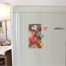 Resim 5 adet Renkli Kalp Şekilli Mini Buzdolabı Mıknatısı - Sevimli Karikatür Reçine Mıknatıs Dekor, Mutfak ve Ev için, Yumuşak Pastel Renkler, Noel, Sevgililer Günü ve Hanukka Hediyeleri için İdeal, Buzdolabı Mıknatısı 