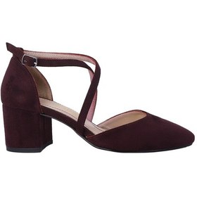 Resim Hobby 26530s Süet Deri Stiletto Kadın Ayakkabı Bordo 