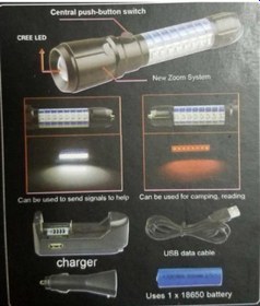 Resim Gold Silver Gs-9880 Zoomlu Şarjlı Işıldak El Feneri Çok Renkli 