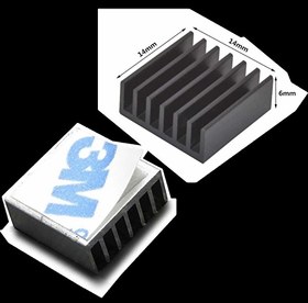 Resim 14x14x6mm Aluminyum Soğutucu Siyah M3 Yapıştırma Etiketli Raspberry Xbox Chipset Ekran Kartı Ram 