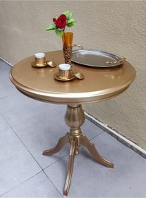 Resim BENGİ TİCARET Fiskos Sehpa EKO 90503 Baba 4Ayak 65 CM Hareketli MDF Tabla Parlak Gold El Yapım 