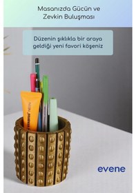 Resim Kalemlik Masa Kalemliği Organizer Kalemlik Altın Eskitme Renk Model 91 Çok Renkli 