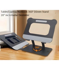 Resim Fibaks Tüm Modellerle Uyumlu Metal Kolay Ayarlanır Katlanabilir Dönebilen Laptop Standı Yükseltici Siyah 