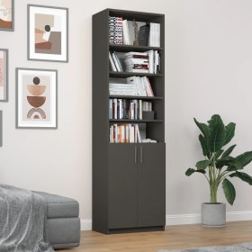 Resim Asra Trend %100 MDFLAM Koyu Gri Kapaklı Kitaplık K-38 