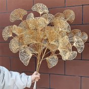 Resim 45/25 adet - 5/3 sap Lifelike Glitzy Altın Ginkgo ve Üzüm Yaprakları Sanal Saplar, Yılda Ev, Düğün, Kış ve İlkbahar Dekoru için Yıllık Şık Vazo Doldurucu, Çiçek Düzeni Merkezi Parça, Düğün Gelin Nişan Duşu Erkek Doğum Günü Yıldönümü için 