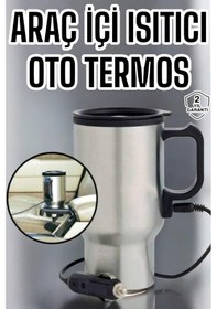 Resim Araç İçi Çelik Su Isıtıcı Termos Bardak Çakmak Girişli Kupa Görünümlü 