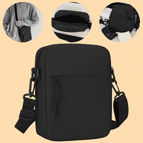 Resim Unisex Ayarlanabilir Çapraz Omuz Çantası - Fermuarlı ve Püskül Detaylı Hafif Naylon Mini Kare Çanta, Erkekler & Kadınlar için Günlük Kullanım Telefon Çantası (Siyah), Telefon Cüzdanı 