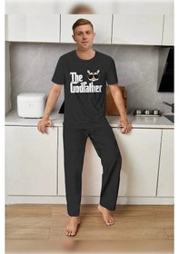 Resim Tampap 2170 Kısa Kollu Erkek Baskılı Pijama Takımı Antrasit 