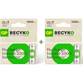 Resim GP ReCyko GP130AAHCEMTR 1300 mAh AA Ni-MH Şarj Edilebilir Kalem Pil 4 x 2'li 