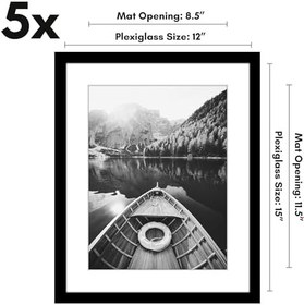 Resim Americanflat Resim çerçevesi seti, 30,5 x 38,1 cm, siyah, 22,7 x 30,5 cm resim çerçevesi olarak kullanılabilir, paspartulu veya 30,5 x 38,1 cm çerçeve, paspartusuz, resim çerçevesi kolajı, duvar 