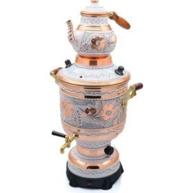 Resim Eriza 6 Litre 220V Elektrikli Işlemeli Bakır Semaver 