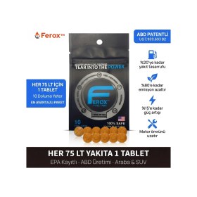 Resim Ferox Fuel Tabs / Yakıt Tasarrufu / Motor ve Turbo Koruyucu / Enjektör Temizleme / Benzin & Dizel / 1 Adet Tablet = 75 Litre / 10 Adet Tablet 