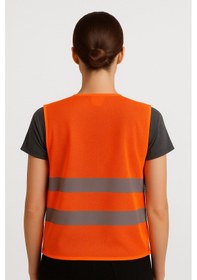 Resim Reflektörlü Fosforlu Turuncu İş Güvenliği İşçi Yeleği 