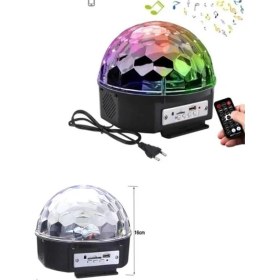 Resim LED Işık Disko Topu Bluetooth Hoparlörlü USB Müzik Çalar Kumandalı ( Lisinya ) 