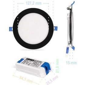 Resim Ack Ap01-01201 12w Slim Led Panel Siyah Kasa 3000k Sarı Işık Gömme Spot Lamba Siyah 