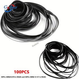 Resim 100 Adet Kaset Kayıt Makinesi Tamir ve Bakım Lastik Bantları, 40-135mm Düz Kaset Bandı Makinesi Lastikleri, 50 Adet 2mm Genişlik ve 50 Adet 4mm Genişlik Güç Aktarımı, Robot, Kasnak, Kaset Bandı Makinesi Lastikleri 