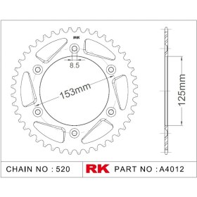 Resim RK Honda CRF 150 F RK Aluminyum Arka Dişli A4012-48 (2003-2005) 