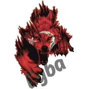 Resim Türk Bayrağı Sol Yön Kurt Bozkurt Boz Kurt Sticker 26x18 Cm 00244 Renkli Baskı 