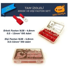 Resim 200 Parça Tam Izoleli Erkek ve Dişi Faston 4.8Mm - 0.5-1.5Mm2 