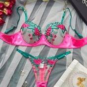 Resim Çok Satan Çiçek Nakışlı Seksi Sütyen Takımı, Şık ve Cazibeli Yarı Şeffaf Romantik Lingerie + Külot, Buluşmalar & Partiler için 
