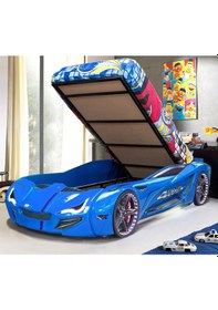 Resim Setaymobilya Arabalı Yatak, Mavi Mercedes Full Ledli Bazalı Arabalı Yatak 