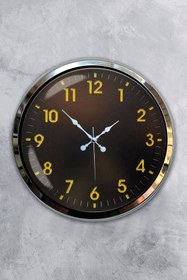Resim Platin Saat Hediyelik 40 Cm Krom Metal Ofis Duvar Saati 