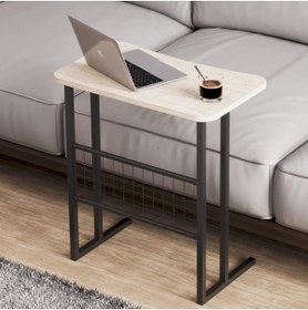 Resim Hype Store interGO Metal Ayaklı Laptop Sehpası Koltuk Sehpası Kahvaltı Masası Çalışma Sehpası - Traverten Desen 