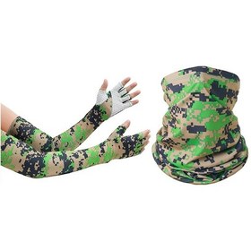 Resim Aubyhe Askeri Yeşil Kamuflaj: Uv Koruyucu Buzlu Dokunuş Eldiven Ve Atkı Seti - Bisiklet, Balıkçılık, Yaz Etkinlikleri İçin Nem Alıcı, Esnek Ve Nemlendirici Çok Renkli 