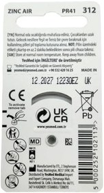 Resim YesMed Extra Power 312 Numara İşitme Cihazı Pili (1 Paket = 6 Adet Pil) + HEDİYE İşitme Cihazı Pil Ölçer 1 Adet 