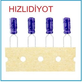 Resim 3,3Uf 50V (3,3Mf 50V) Elekrolitik Kondanstör 