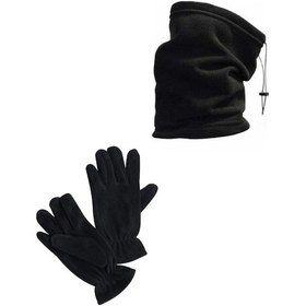 Resim Siyah Polar Boyunluk - Siyah Polar Eldiven Seti Siyah 