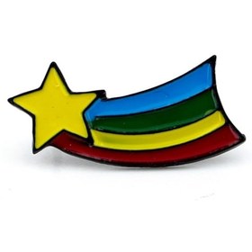 Resim Gökkuşağı Yıldız Çanta Süsü Metal Broş Pin Rozet Rz032 