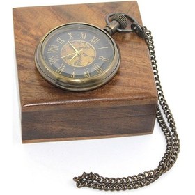 Resim Larimar Ahşap Kutulu Pirinç Köstekli Saat Model 8 - 9071131125215lmr 